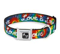 Buckle-Down DC-W31283-WL Seatbelt Dog Collar, Wide Large, LOVE IS LOVE BD Tie Dye/White