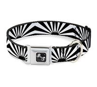 Buckle-Down DC-W31826-L Seatbelt Dog Collar, Large, Rising Sun White/Black