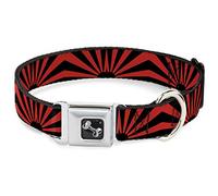 Buckle-Down DC-W31827-WS Seatbelt Dog Collar, Wide Small, Rising Sun Red/Black