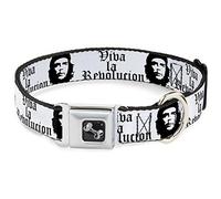 Buckle-Down DC-W32208-M Seatbelt Dog Collar, Medium, VIVA LA REVOLUCION Che White/Black