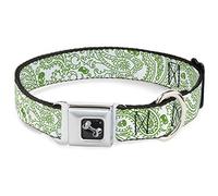 Buckle-Down DC-W32811-S Seatbelt Dog Collar, Small, Bandana/Skulls White/Irish Green