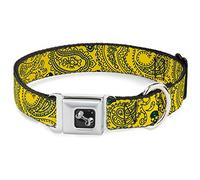 Buckle-Down DC-W32812-WS Seatbelt Dog Collar, Wide Small, Bandana/Skulls Gold/Green