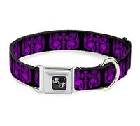 Buckle-Down DC-W32840-L Seatbelt Dog Collar, Large, BD Skulls w/Wings Black/Purple