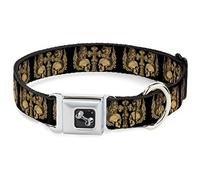 Buckle-Down DC-W32842-L Seatbelt Dog Collar, Large, BD Skulls w/Wings Black/Tan