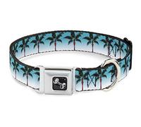 Buckle-Down DC-W34270-M Seatbelt Dog Collar, Medium, Palm Tree Skyline