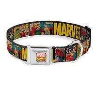 Buckle-Down DC-WAV042-WM AVA Marvel Comics Dog Collar, WIDE-Medium/16-23 | Black & Yellow, 1.5" Wide, Fits 16 to 23" Neck, Durable High Density Polyester Webbing, Adjustable Superhero Pet Collar