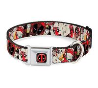 Buckle-Down DC-WDP016-WL DPA Dead pool Logo Black/Red/White Dog Collar, WIDE-Large/18-32