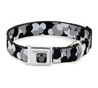 Buckle Down DC-WDY349-L Seatbelt Dog Collar, Large, Mickey Mouse Head Stacked Black/Grays