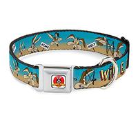 Buckle Down DC-WLTWC001-WM 16-23"" LTA-Looney Tunes Logo White Dog Collar, Wide Medium