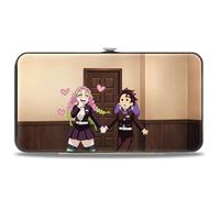 Buckle-Down Demon Slayer Wallet, Hinged, Demon Slayer Mitsuri and Tanjiro Holding Hands Poses and Logo, Vegan Leather