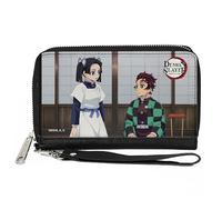 Buckle-Down Demon Slayer Wallet, Zip Around, Demon Slayer Aoi Kanzaki and Tanjiro Kamado Scene, Vegan Leather