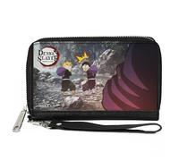 Buckle-Down Demon Slayer Wallet, Zip Around, Demon Slayer Chibi Tanjiro and Zenitsu Surprised Scene, Vegan Leather