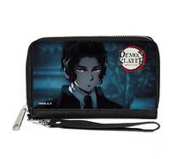 Buckle-Down Demon Slayer Wallet, Zip Around, Demon Slayer Muzan Kibutsuji Blue Scenery Pose, Vegan Leather
