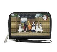 Buckle-Down Demon Slayer Wallet, Zip Around, Demon Slayer Nezuko and Zenitsu Butterfly Mansion Scene, Vegan Leather