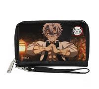 Buckle-Down Demon Slayer Wallet, Zip Around, Demon Slayer Sanemi Shinazugawa Fist Flex Pose, Vegan Leather