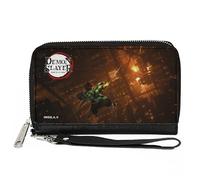 Buckle-Down Demon Slayer Wallet, Zip Around, Demon Slayer Tanjiro Kamado Infinity Castle Scene, Vegan Leather