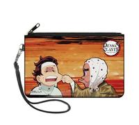 Buckle-Down Demon Slayer Wallet, Zip Clutch, Demon Slayer Chibi Hotaru Pinching Tanjiro Cheek Scene, Canvas