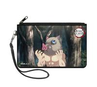 Buckle-Down Demon Slayer Wallet, Zip Clutch, Demon Slayer Inosuke Hashibira Boar Head Pose and Title Logo, Canvas