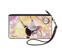 Buckle-Down Demon Slayer Wallet, Zip Clutch, Demon Slayer Mitsuri Kanroji Action Pose Yellows Pinks, Canvas, S, Casual