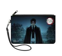 Buckle-Down Demon Slayer Wallet, Zip Clutch, Demon Slayer Muzan Kibutsuji Standing Pose and Title Logo, Canvas, Multicolor, Large