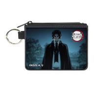 Buckle-Down Demon Slayer Wallet, Zip Clutch, Demon Slayer Muzan Kibutsuji Standing Pose and Title Logo, Canvas, Multicolor, XS, Casual