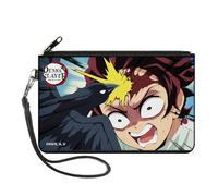 Buckle-Down Demon Slayer Wallet, Zip Clutch, Demon Slayer Tanjiro Kamado Crow Scene, Canvas, L, Casual