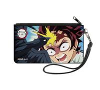 Buckle-Down Demon Slayer Wallet, Zip Clutch, Demon Slayer Tanjiro Kamado Crow Scene, Canvas, S, Casual