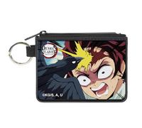 Buckle-Down Demon Slayer Wallet, Zip Clutch, Demon Slayer Tanjiro Kamado Crow Scene, Canvas, XS, Casual