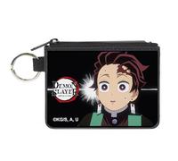 Buckle-Down Demon Slayer Wallet, Zip Clutch, Demon Slayer Tanjiro Kamado Pose Black, Canvas, Black, Coin Pouch (4.25" x 3.25"), Coin Pouch (4.25" X 3.25")