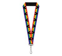 Buckle-Down Disney Lanyard, Mickey Mouse Ears Icon Rainbow Pride Flag, Elastic