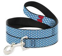 Buckle-Down Disney Pet Leash, Dog Leash, Minnie Mouse Bow Dots Blue Black White Red, 4 Feet Long 1.0 Inch Wide