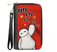 Buckle-Down Disney Wallet, Zip Around, Big Hero 6 Baymax Ba La La Pose Red Black White, Vegan Leather, Red, 7.5"x4.5", Casual