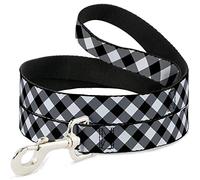 Buckle Down DL-W30433 Diagonal Buffalo Plaid Black/White Dog Leash, 4'