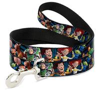 Buckle Down DL-WDY075-N Wide 0.5" "Toy Story Characters Running Denim Rays Dog Leash, 4'