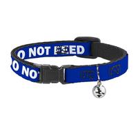 Buckle-Down Do Not Feed Navy White, Breakaway Cat Collar with Bell, Plastic Clip, Easy Adjustable, 8.5 to 12"-0.5" Wide
