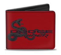 Buckle-Down Dodge Wallet, Bifold, Dodge Viper Snake Logo Red Black Grays, Vegan Leather