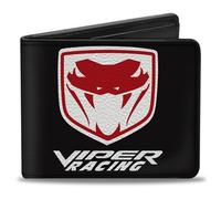 Buckle-Down Dodge Wallet, Bifold, Viper Racing Logo Shield Black White Red, Vegan Leather