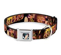 Buckle-Down Dog Collar DYV-Snow White Full Color Black - Snow White & The Seven Dwarfs Scenes - Wide-Small 13-18"