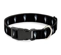 Buckle-Down Dog Collar Plastic Clip Black Panther Tooth Necklace Black Silvers, Multi Color, 1/2" Wide - Fits 8-12" Neck - Medium (DC-BKSR-WAV091-0.5-M)
