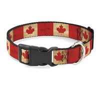 Buckle-Down Dog Collar Plastic Clip Canada Flag Continuous Vintage 13 to 18 Inches 1.5 Inch Wide