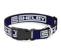 Buckle-Down Dog Collar Plastic Clip Carroll Shelby CS Shelby Racing Logo Block Navy White 11 to 16.5 Inches 1.0 Inch Wide
