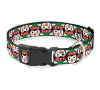 Buckle-Down Dog Collar Plastic Clip Christmas Penguin Flip Stripe Green White Orange Black 9 to 15 Inches 1.0 Inch Wide