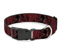 Buckle-Down Dog Collar Plastic Clip Freddy Poses Quote Scrawls Hand Scratching Reds Black 9 to 15 Inches 0.5 Inch Wide
