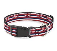 Buckle-Down Dog Collar Plastic Clip Hawaii Flag Continuous Repeat 9 to 15 Inches 1.0 Inch Wide