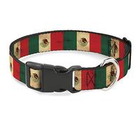 Buckle-Down Dog Collar Plastic Clip Mexico Flag Continuous Vintage 8 to 12 Inches 0.5 Inch Wide