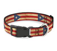 Buckle-Down Dog Collar Plastic Clip Puerto Rico Flag Continuous Vintage 9 to 15 Inches 1.0 Inch Wide