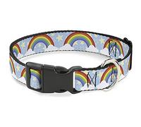 Buckle-Down Dog Collar Plastic Clip Rainbows Stars Light Blue Yellow Rainbow 13 to 17 Inches 1.5 Inch Wide