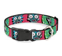 Buckle-Down Dog Collar Plastic Clip Rick and Morty Circuit Faces Portal Gun 9 to 15 Inches 0.5 Inch Wide