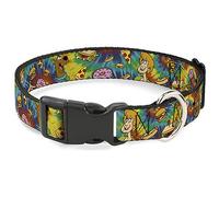 Buckle-Down Dog Collar Plastic Clip Scooby Doo and Shaggy Poses Munchies Tie Dye Multi Color 9 to 15 Inches 1.0 Inch Wide (DC-BKSR-WSD027-1.0-S)