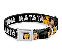 Buckle-Down Dog Collar Seatbelt Buckle Lion King Simba Nala Hakuna Matata, Multi Color, 1.5" Wide - Fits 18-32" Neck - Large (DC-WDY046-WL)